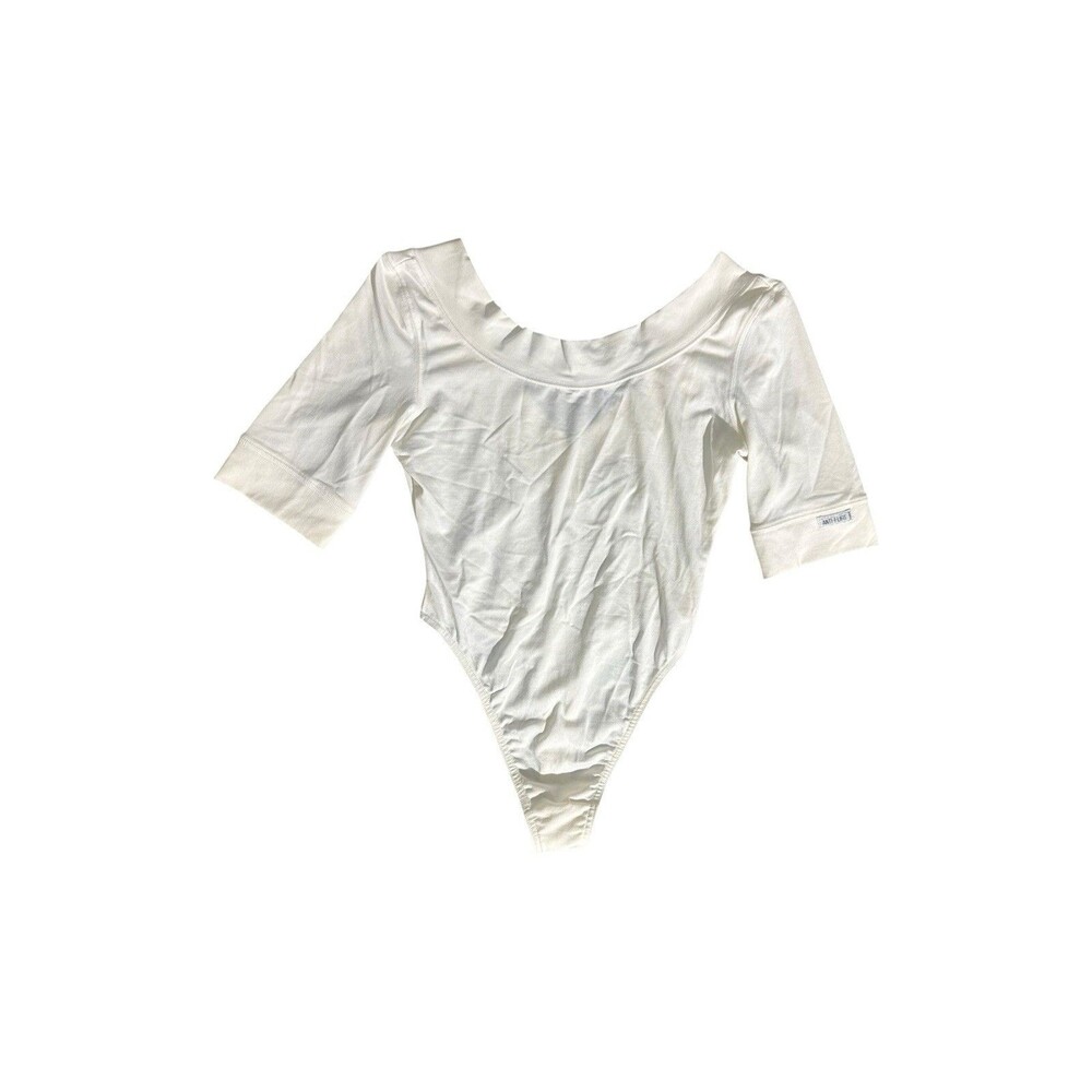 Vintage Anti Flirt Paris Body Life Button Bodysuit Size 2 90s Y2K Off White